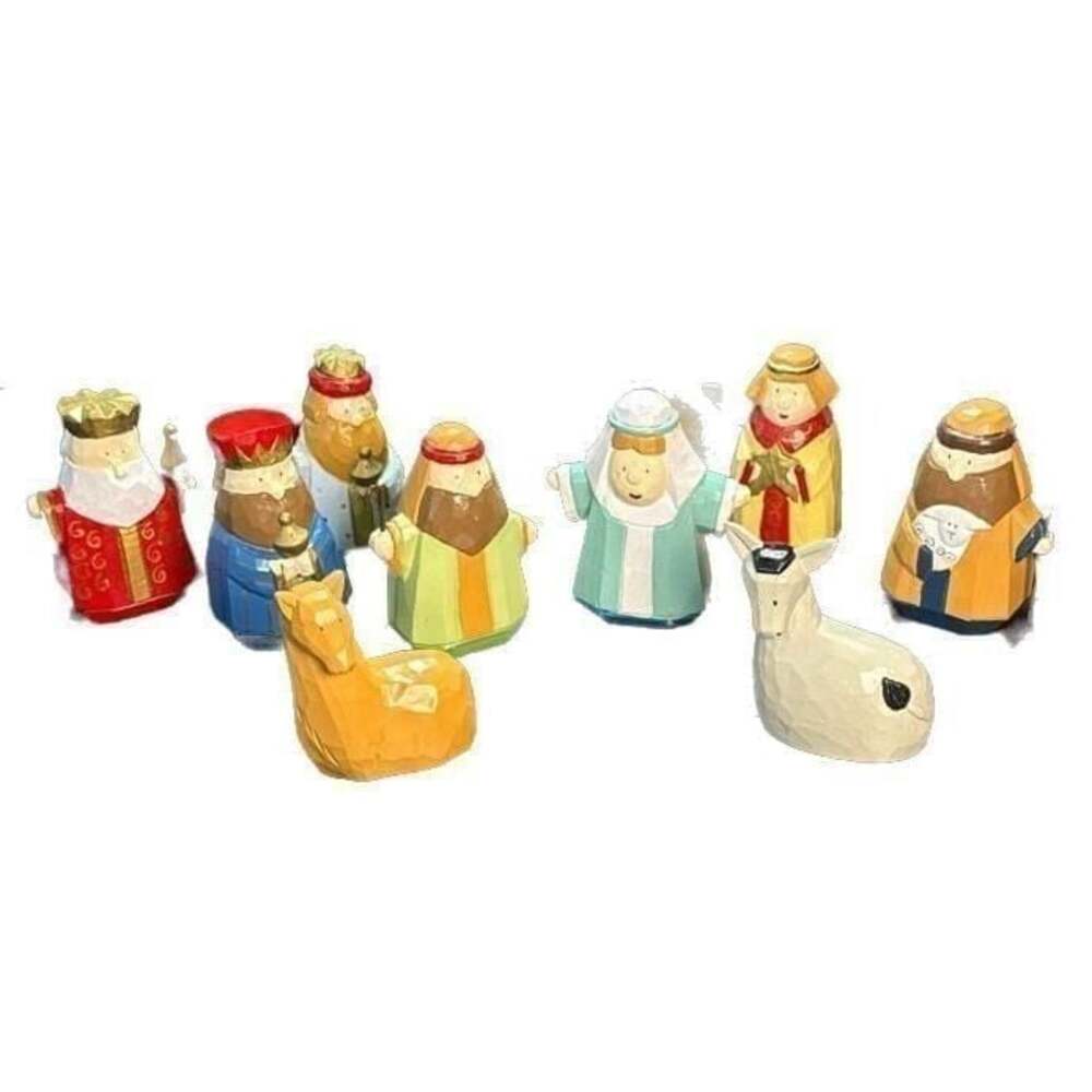 Children's Nativity Creche Chunky Wood 9 Pieces, Incomplete